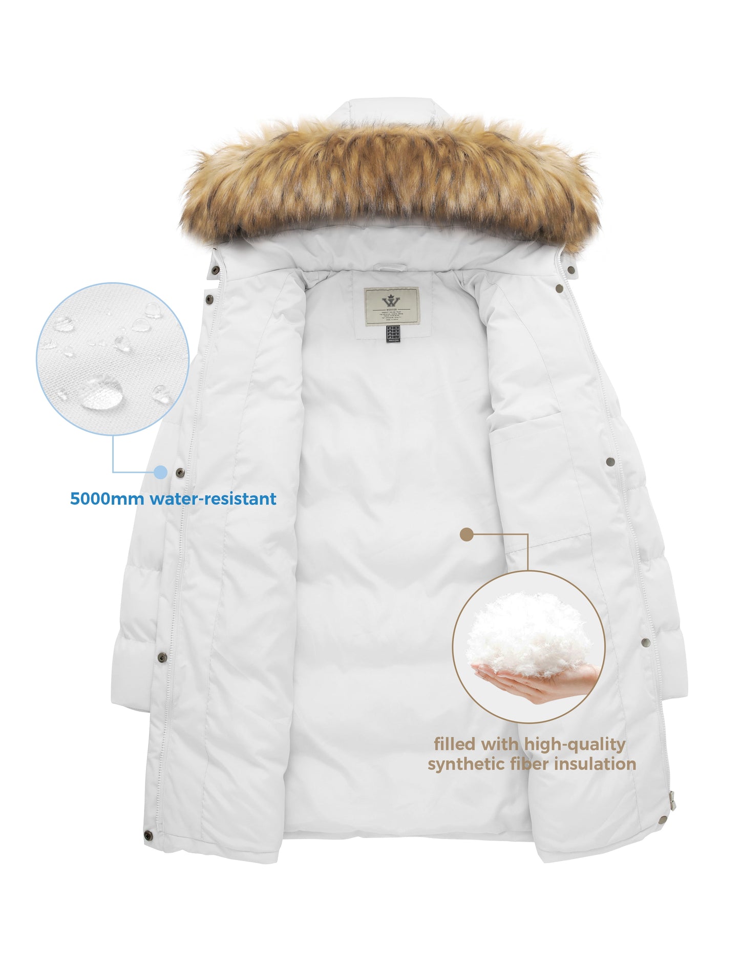 Women'S Puffer Jacket Warm Winter Coat Windproof Hooded Puffer Parka Coat Coffee M